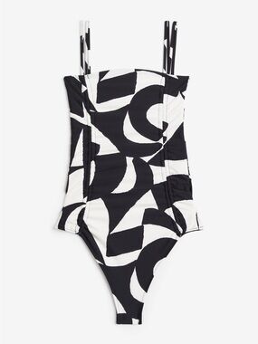 H&M Women's Black/White patterned High-leg
Swimsuit sz M